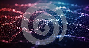 Abstract Data Network Visualization with Red Blue Gradient