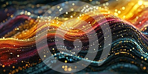 Abstract Data Points Connection in Colorful Texture Waves