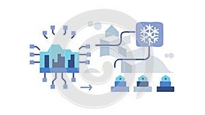 Abstract Data Processing, Network Efficiency Flow, vector design Generative AI
