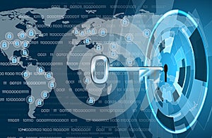 Abstract data security background with key