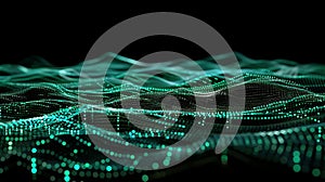 Abstract Data Stream Background With Green Wavy Lines