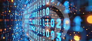 Abstract Data Stream Binary Code Numbers Flowing, Blur, Big Data, Technology, Information