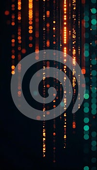 Abstract Data Stream Digital Rain Glowing Bokeh Tech Background