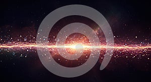 Abstract Data Stream with Glowing Light and Connecting Digital Network