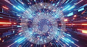 Abstract Data Stream Hyper Tunnel Digital Information Flow Network Structure Backdrop