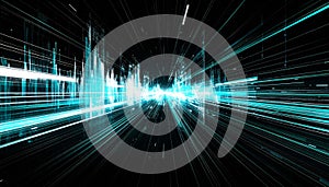 Abstract Data Stream Visualization with Teal and White Grid Background