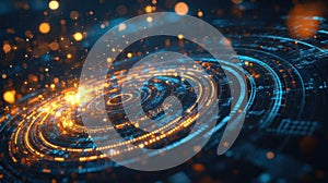 Abstract Data Streams, Visualizing Digital Flow with Glowing Rings and Particles