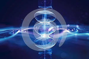 Abstract data structure with glowing layers and dynamic light on dark background