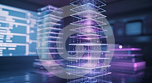 Abstract data structure visualization for network infrastructure and cloud computing tech