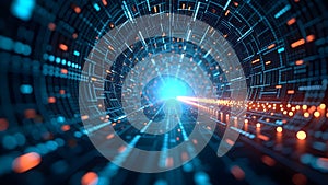 Abstract Data Tunnel with Light Particles Representing High-Speed Computation