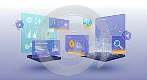 Abstract Data Visualization Analytics, Big Data, Tech Global Business Concepts