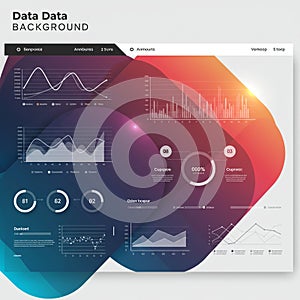 Abstract data visualization background featuring a mix of charts and graphs on a