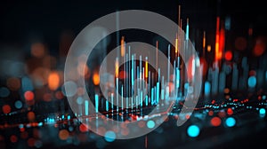 Abstract data visualization background with glowing lines and bokeh effect for technology design