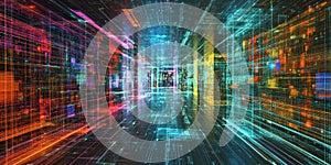 Abstract Data Visualization with Bright Colors and Geometric Patterns