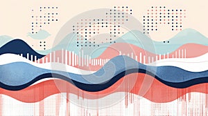 Abstract Data Visualization Concept with Colorful Waves and Digital Elements