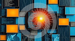 Abstract Data Visualization - Digital Network and Coding