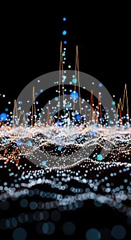 Abstract Data Visualization Digital Waves and Points