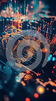 Abstract Data Visualization of Digital World with Chart Elements