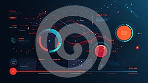 Abstract Data Visualization with Geometric Shapes and Neon Lines