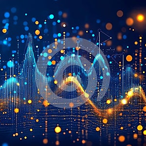 Abstract Data Visualization Dynamic Flow of Information and Connections