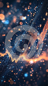 Abstract Data Visualization with Dynamic Graph Representing Financial Trends and Market Analysis