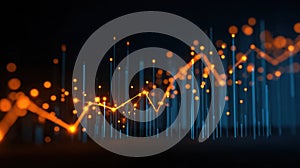 Abstract Data Visualization Dynamic Growth Chart with Glowing Lines and Points