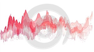 Abstract Red Data Visualization with Peaks and Graph Lines
