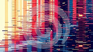 Abstract data visualization with colorful horizontal lines and geometric shapes design