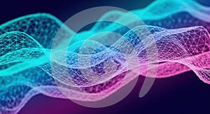 Abstract data visualization of flowing digital network mesh waves