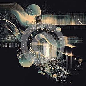 Abstract Data Visualization with Flowing Lines and Circular Shapes
