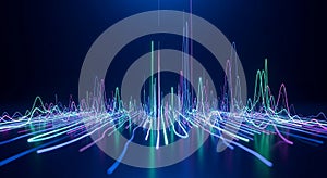 Abstract Data Visualization with Glowing Lines and Dark Background