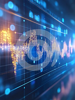 Abstract data visualization with glowing lines and dots