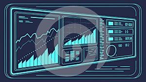 Abstract Data Visualization with Glowing Lines, vector design Generative AI