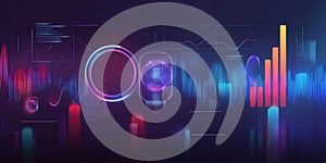 Abstract Data Visualization with Glowing Rings and Bars