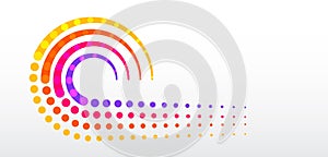 Abstract data visualization on a gray-white background. Sorting transformation of information. Multicolored rings and binary code