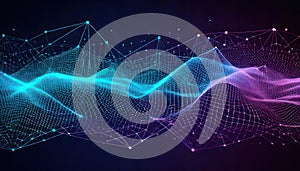 Abstract Data Visualization with Interconnected Nodes and Wavy Surfaces