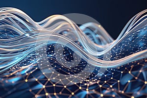 Abstract Data Wave with Glowing Network Connections Generative AI