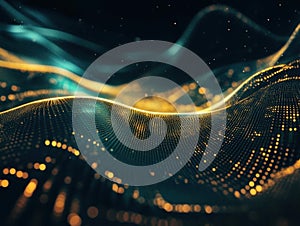 Abstract Data Wave, Glowing Particle Field