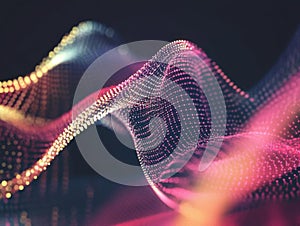 Abstract Data Waves Flow Dynamically, Shimmering Particle Design, Digital Art