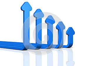 Abstract 3DCG illustration of attenuation. Five curved