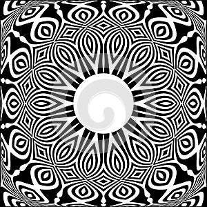 Abstract decorative black and white circle pattern