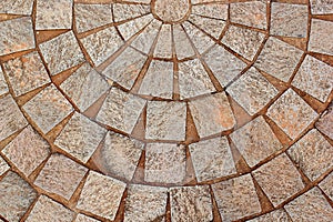 Abstract decorative brick patterned patio