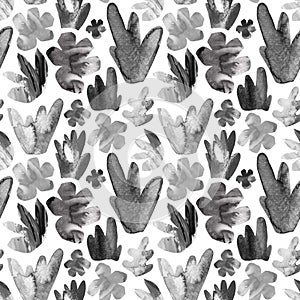 Abstract decorative cutout flower, leaves seamless pattern