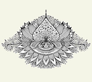 Abstract decorative element in Boho  Eastern  style or Mandala  in black on white