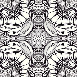 Abstract Decorative Ethnic Seamless pattern in black white