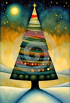 Abstract decorative fantastic ornamental Christmas tree illustration