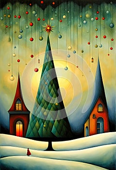 Abstract decorative fantastic ornamental Christmas tree illustration