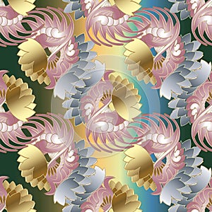 Abstract decorative floral seamless pattern. Baroque style ornaments.