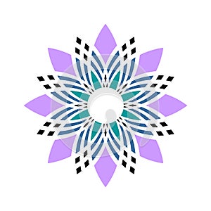 Abstract Decorative Flower Icon. Radial Rosette Pattern