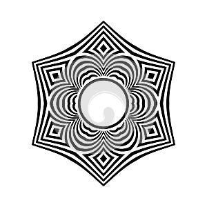 Abstract decorative geometric circle pattern in hexagonal shape